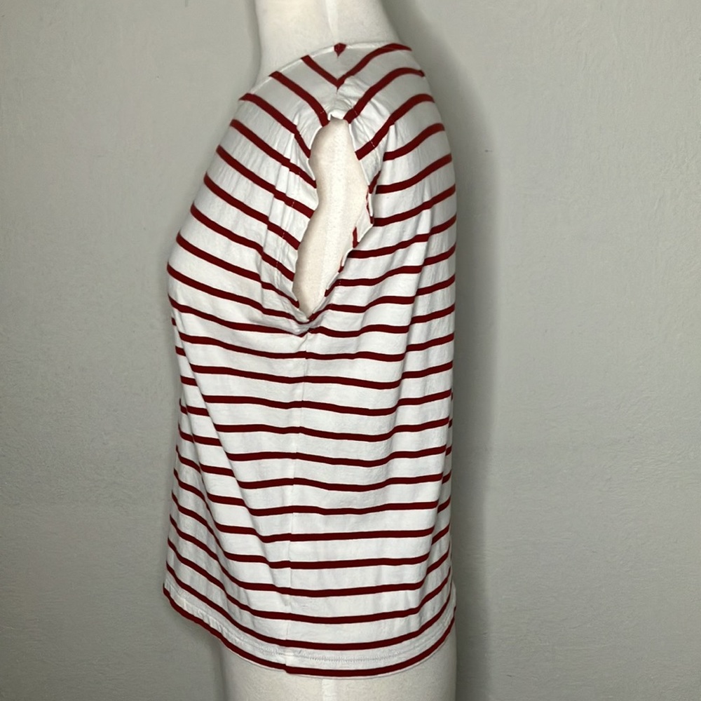 Madewell Rust Shoulder Striped Tee - Picture 8 of 9